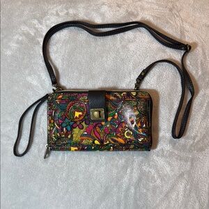 Sakroots Large Cell Phone Crossbody Bag with Whimsical Design NWOT